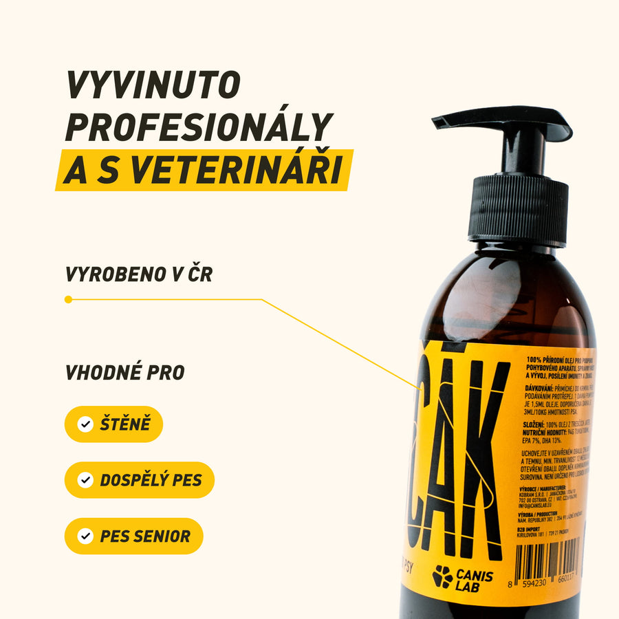 Tresčák | 100% olej z tresčích jater pro správný růst štěňat, ostrý zrak a zdravé klouby